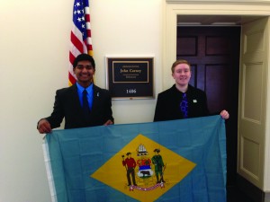 Left to right: Vilas Annavarapu, 2016 Youth Governor; Dakota (Cody) Edwards, 2016 Youth in Government delegate from Western Family YMCA