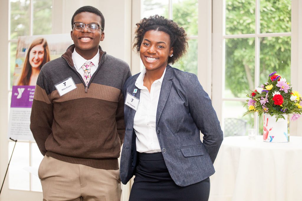 Emcees and Y youth participants Miles Evans and Keri Edwards.