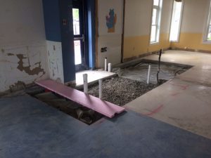 Beginning demolition of the child care area