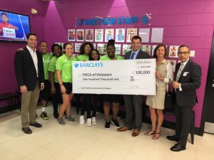 YMCA of Delaware Team with Barclays Check